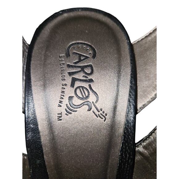Carlos Santana Black Leather Strappy Heels Women's Sz 9 - Picture 8 of 9